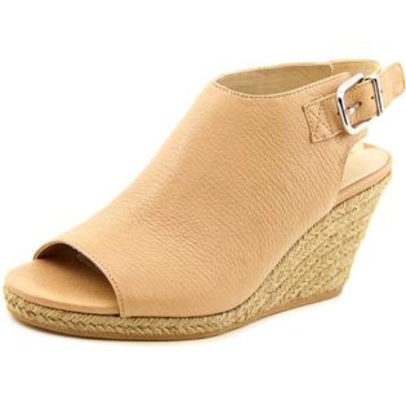 ❌SOLD❌VIA SPIGA INGRID LEATHER OPEN TOE NUDE WEDGE - Picture 2 of 8